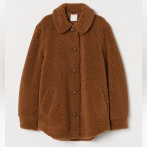 H&M Faux Shearling Coat Shacket brown size 2 small